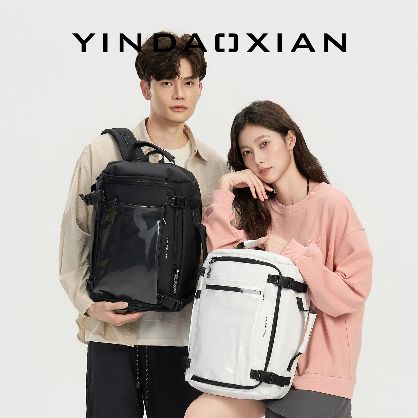 引导线双肩包男士背包大容量旅行包女电脑包多功能出差行李包