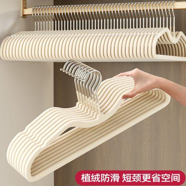 植绒衣架短颈家用挂衣整理师专用防肩角防滑无痕衣撑衣柜收纳神器,收纳整理,金属衣架,淘宝优惠券,粉丝福利购,淘宝优惠卷