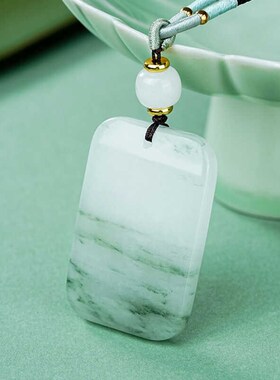 新疆金丝玉天山翠无m事牌面包牌吊坠男女款飘花平安无事玉石吊坠