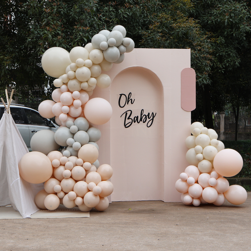 ins风淡色沙滩白奶油系气球x链宝宝生日装饰周岁百天拍照留念道具
