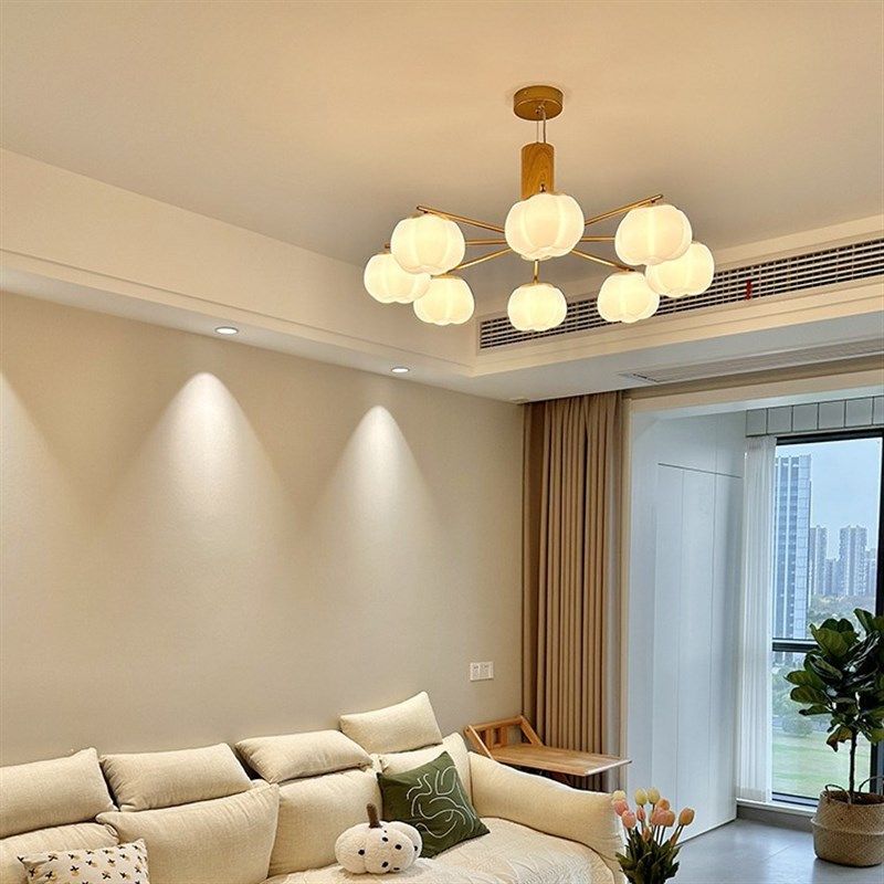 原木奶油风c客厅吊灯日式简约温馨棉花灯创意2023新款卧室书房灯