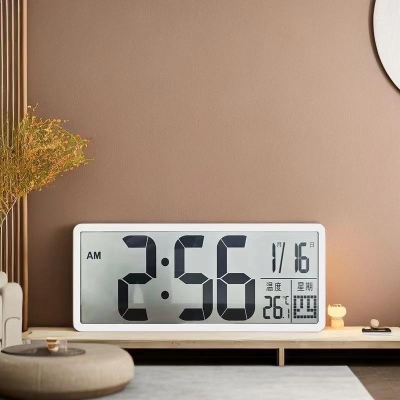 新款创意LCD电池款挂钟客厅时钟多功能简约现代S闹钟大屏幕电子钟
