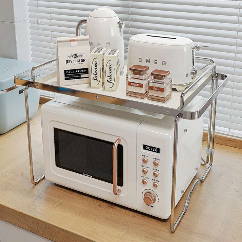 不锈钢轻奢厨房多l功能微波炉架子置物架台面烤箱支架电饭煲收纳