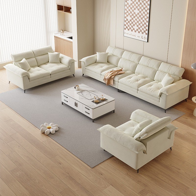 法式奶油风猫爪布艺m沙发客厅家用小户型现代简约贵妃组合云朵沙