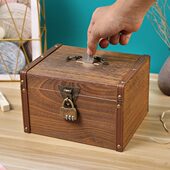 儿童大号储用防摔只进储蓄罐密码 箱大人出带锁存钱罐不可取不钱箱