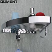 4加厚 三角浴室置物架挂钩 大容量篮全铜带淋浴房30转角架洗澡间