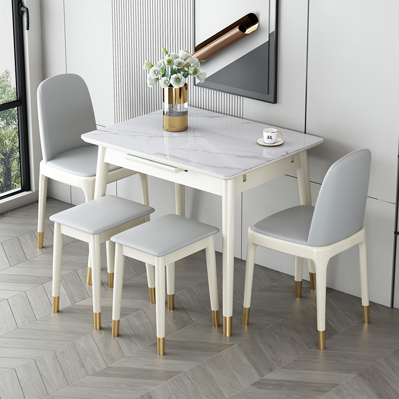 岩板伸缩餐桌小户型多功能折叠餐桌椅组合现代简约轻Y奢家用长方