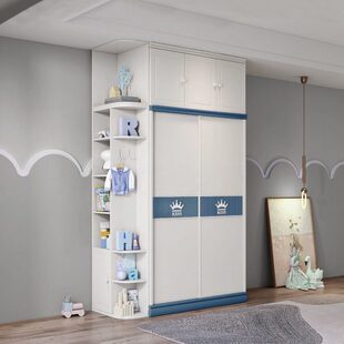 儿童男孩衣柜1.2 1.6米卧室组合衣柜收纳趟门移门衣柜推拉门衣橱