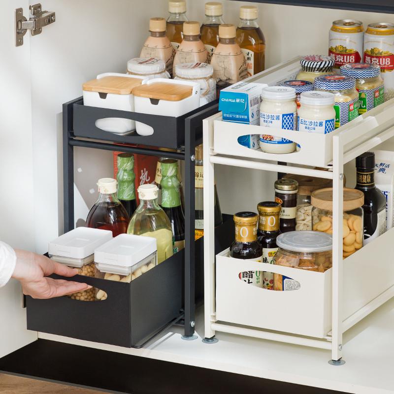 水槽下抽拉式置物架拉篮整体橱柜架子厨房调料抽屉分层浴室柜?具