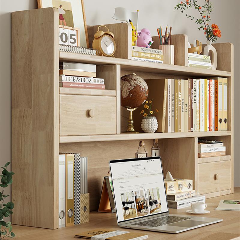 实木桌面置物架书桌收纳书架子办公桌面桌上简易学生多层小书柜