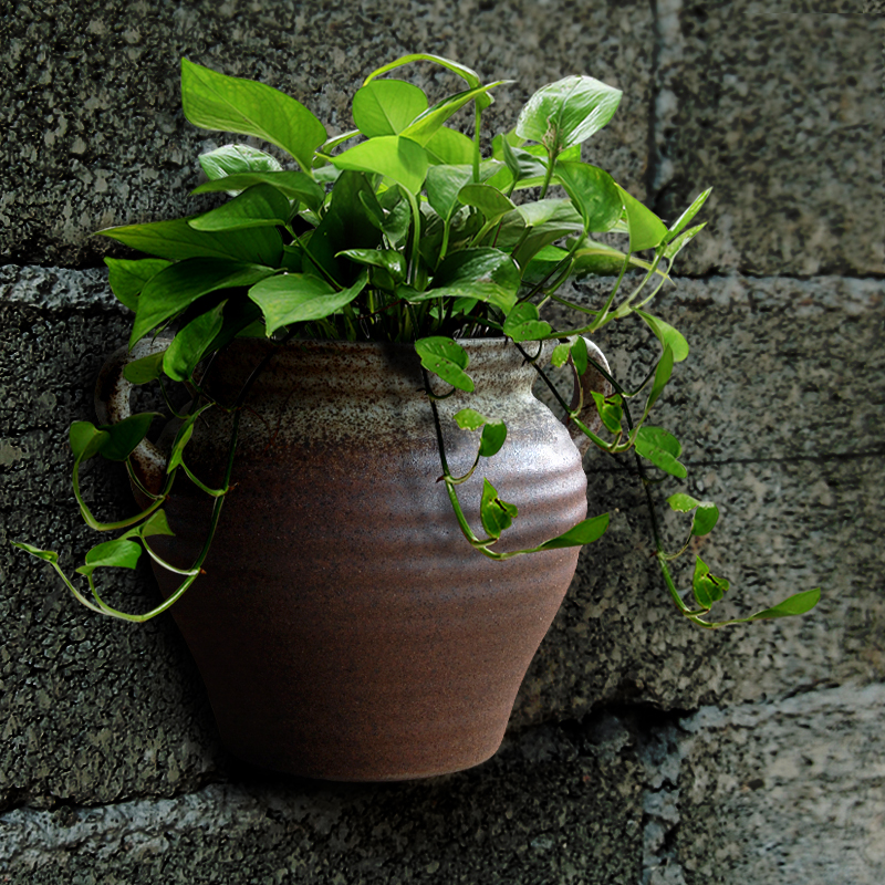 壁挂花盆陶瓷欧式创意阳台垂吊盆绿萝悬挂式M多肉花盆墙壁装饰花