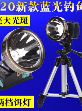 领袖者1000强光充电超亮蓝光钓鱼灯夜钓灯头灯w手电筒疝气台钓