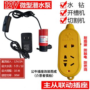 智能联动水泵云石机水钻槽王开槽机切割机12v直流微型小水泵