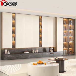 去客厅化书柜一体整墙多功能大容量组合柜落地电视柜满墙定制F72