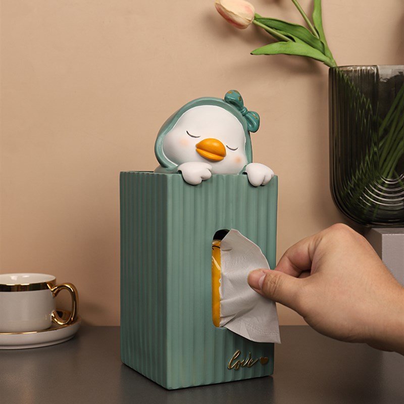 可爱鸭纸巾e盒摆件创意家居现代简约轻奢风客厅茶几餐桌家用抽纸