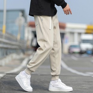 男裤子春秋季矮个子八分裤港风潮宽松束脚男生2023新款运动休闲裤