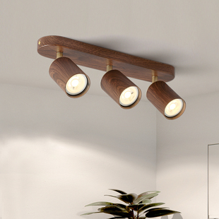 无主灯射灯木纹背景墙轨道灯新中式卧室衣帽间商用走廊走道灯具