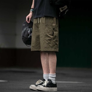 冰丝工装短裤男夏季薄款技能速干面料宽松休闲五分裤美式潮牌中裤