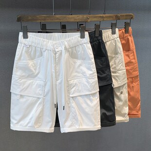 短裤 潮牌白色工装 男士 2025新款 子男 夏季 宽松直筒休闲五分中裤 薄款