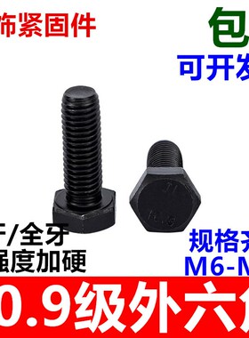 高强度10.9级全牙外六角螺丝螺栓半螺纹螺钉M10M12M16-M64全螺纹