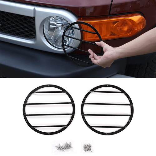 深圳欧创适用于07-21款丰田FJ酷路泽大灯开关保护网罩金属2件