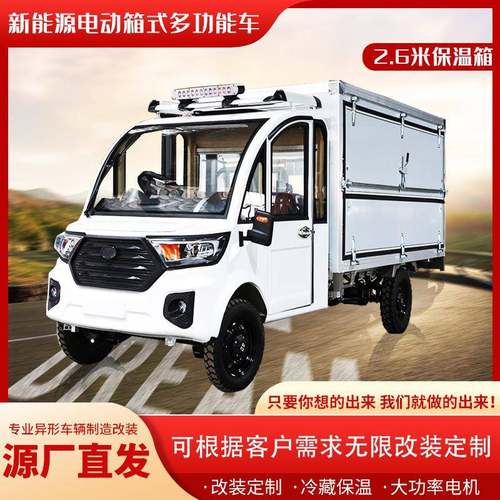 电动四轮全封闭厢式货车油电两用保温送餐冷冻保鲜拉货快递摆摊车