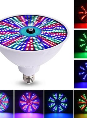E27水下灯替换光源PAR38七彩RGB无线遥控LED泳池灯光源120V