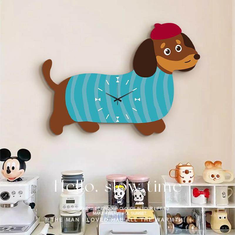 腊肠狗客厅时钟装饰画卡通卧室钟表挂画新款创意餐厅壁画餐桌挂钟,自行车/骑行装备/零配件,更多零件/配件,淘宝优惠券,粉丝福利购,淘宝优惠卷