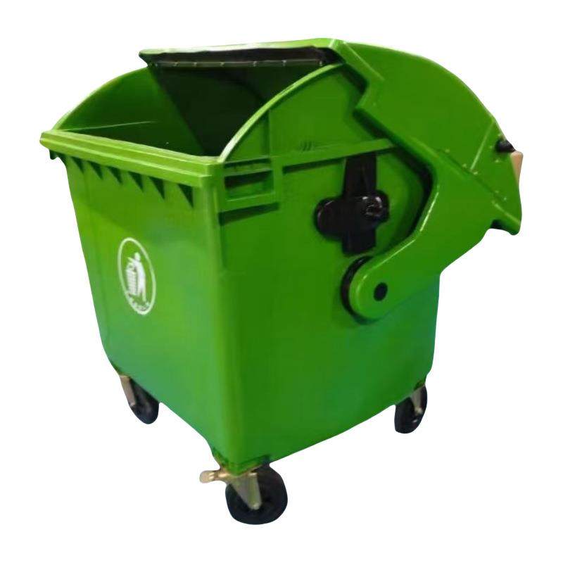 户外环卫大垃圾桶塑料挂车1200L带盖轮子简约村街小区垃圾箱