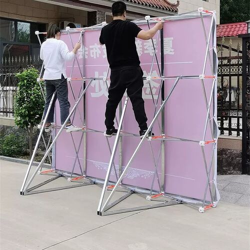 广告桁架喷绘背景架折叠拉网展架大型签到墙展示架子户外防风展架