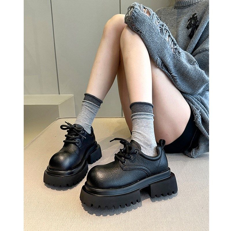 甜酷辣妹~日系真皮丑萌大头厚底小皮鞋女德比鞋配裙子阔腿裤单鞋,女鞋,深口单鞋,淘宝优惠券,粉丝福利购,淘宝优惠卷