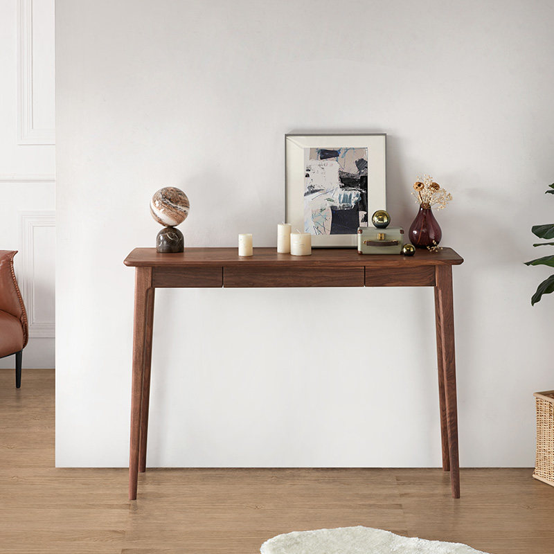 条案现代简约黑胡桃木窄桌北欧玄关供桌条几实木新中式条桌供台