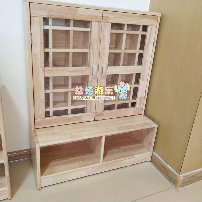 幼儿园口杯架实木口杯柜儿童茶水柜水杯架带门木质可移动毛巾架