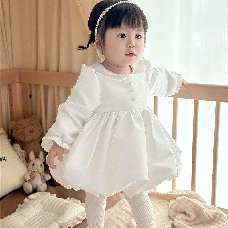 女宝宝周岁公主裙生日抓周礼服花童婚纱蓬蓬裙秋冬新款高端连衣裙