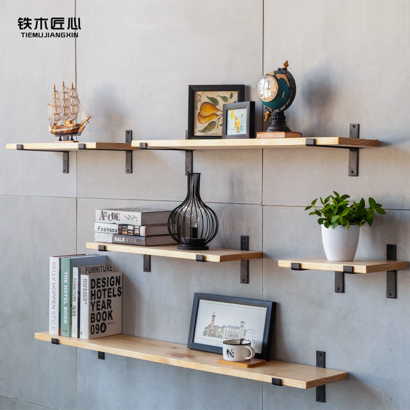 墙壁上一字隔板置物架实木平板壁挂书架墙架厨房收纳架子客厅复古,住宅家具,搁板/置物架/家用陈列架,淘宝优惠券,粉丝福利购,淘宝优惠卷