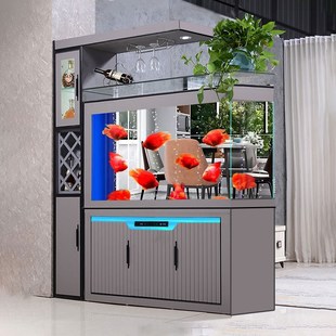 鱼缸客厅2024新款 酒柜屏风隔断家用静音无管件轻奢家用落地水族箱