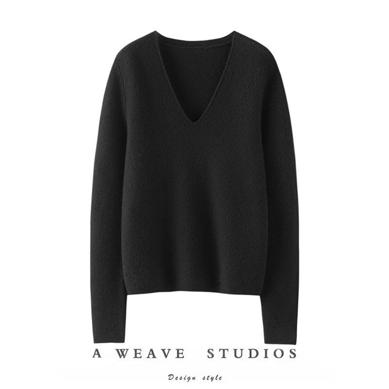 温婉气质!反针设计~V领羊绒衫女纯羊绒毛衣套头针织打底衫秋冬,女装/女士精品,羊绒衫,淘宝优惠券,粉丝福利购,淘宝优惠卷