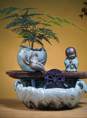 家居招财喷泉流水摆件办公室中式禅意装饰礼品家用小型创意流水器