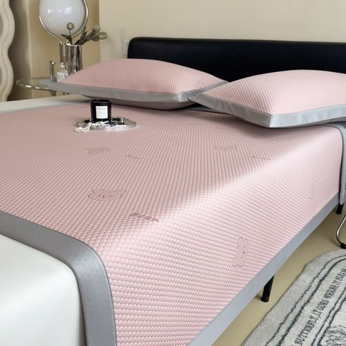 夏季提花刺绣冰丝凉席三件套床笠款冰豆豆空调席子可水洗透气软席