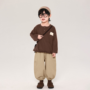 儿童森系纯棉上衣中小童男孩春秋打底衫 新款 t恤2024春装 男童长袖