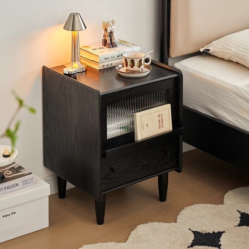 实木床头柜小型黑色床边置物柜卧室轻奢收纳柜家用窄款柜子储物柜,住宅家具,床头柜,淘宝优惠券,粉丝福利购,淘宝优惠卷