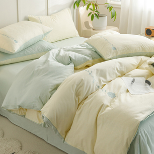 小清新纯棉被套100全棉少女被罩150x200单独睡单180x220床笠床品4