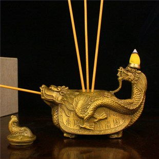 铜龙回首香炉摆件黄铜青龙回首龙头壶龙回头龙龟壶万寿可插5支香