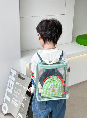 夏季韩版儿童透明果冻双肩包韩版时尚男女孩童洋气塑料防水沙滩包