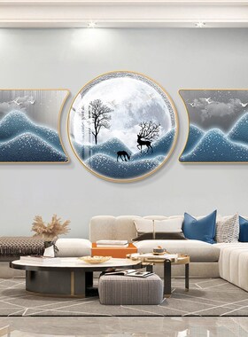 新款客厅装饰画三联画珠联璧合沙发背景墙挂画现代轻奢大气壁画