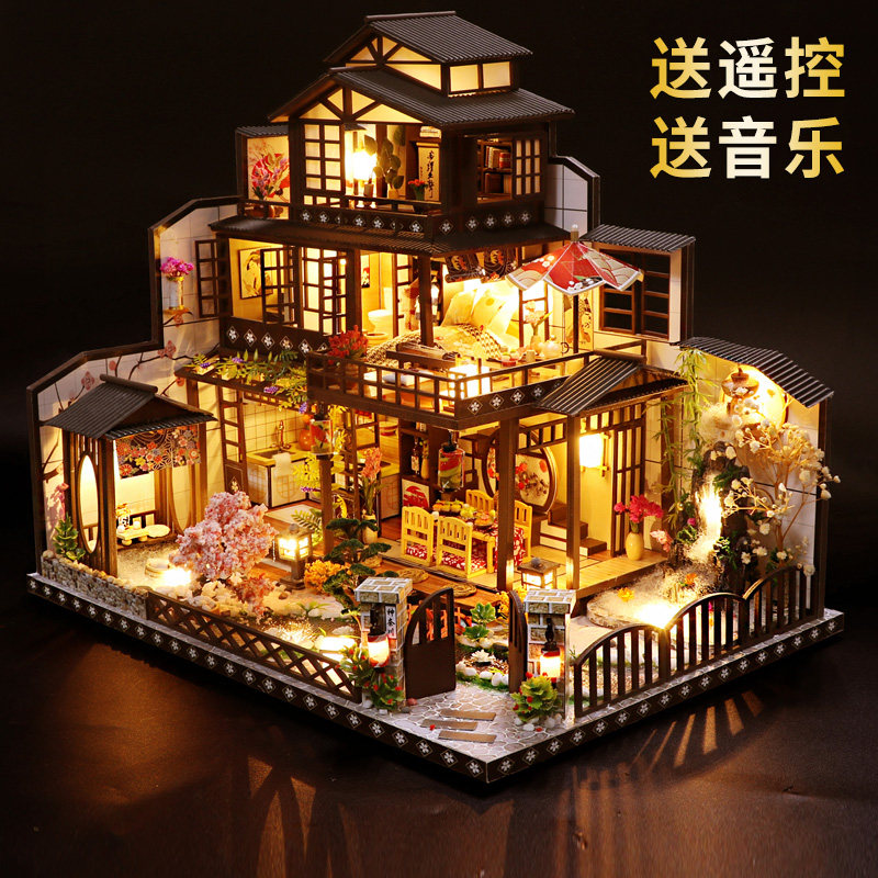 手工DIY小屋中国风古建筑古都望月日式和风大别墅房子生日礼物女,玩具/童车/益智/积木/模型,建筑/DIY小屋/拼装模型,淘宝优惠券,粉丝福利购,淘宝优惠卷