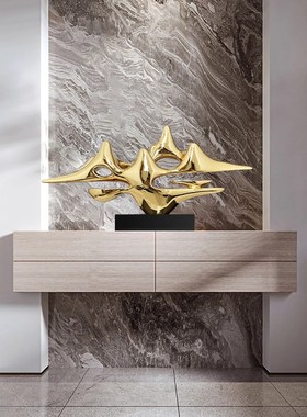 云山现代新中式软装饰品摆件客厅玄关边柜酒店大堂售楼处树脂雕塑