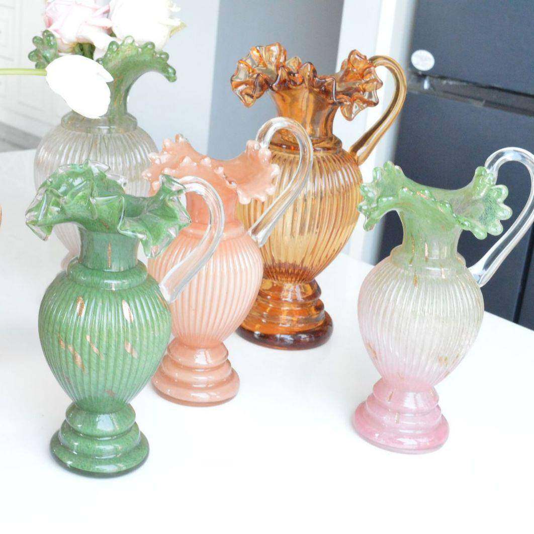 简约波浪口芬顿洒金粉绿花边口花瓶水培花器花瓶插花装饰摆件品,自行车/骑行装备/零配件,更多零件/配件,淘宝优惠券,粉丝福利购,淘宝优惠卷