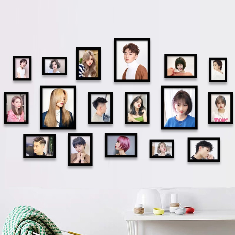 理发墙面装饰g发型图片相框照片挂画发廊背景墙美发店墙上挂件