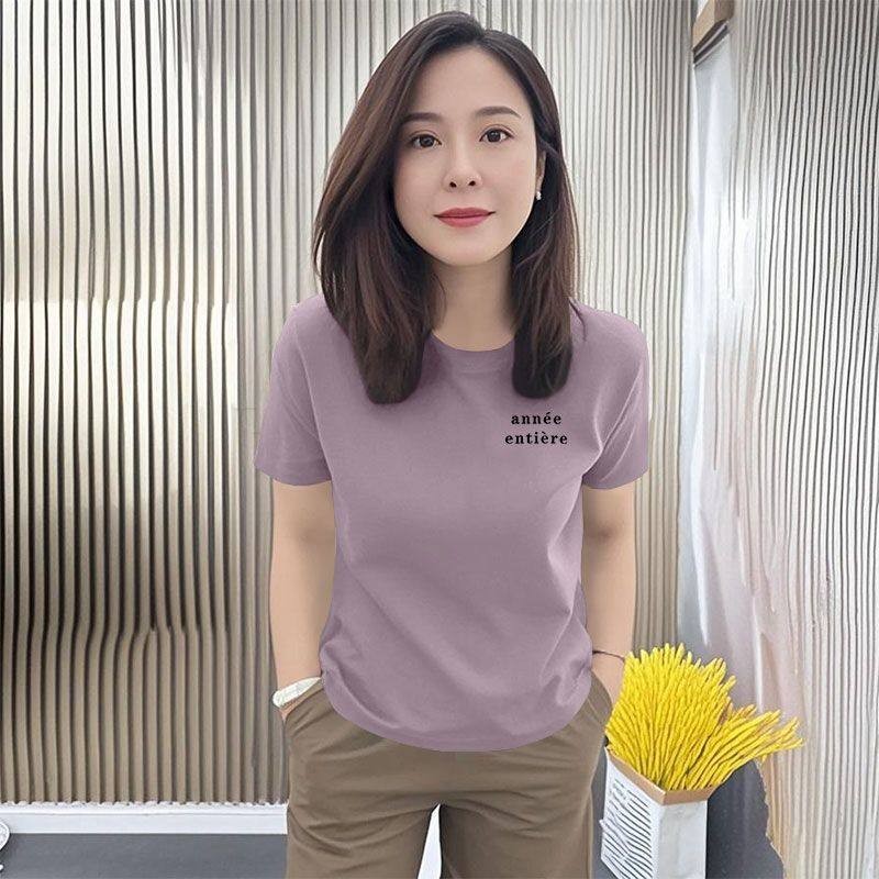 夏季100%纯棉短袖印花T恤女